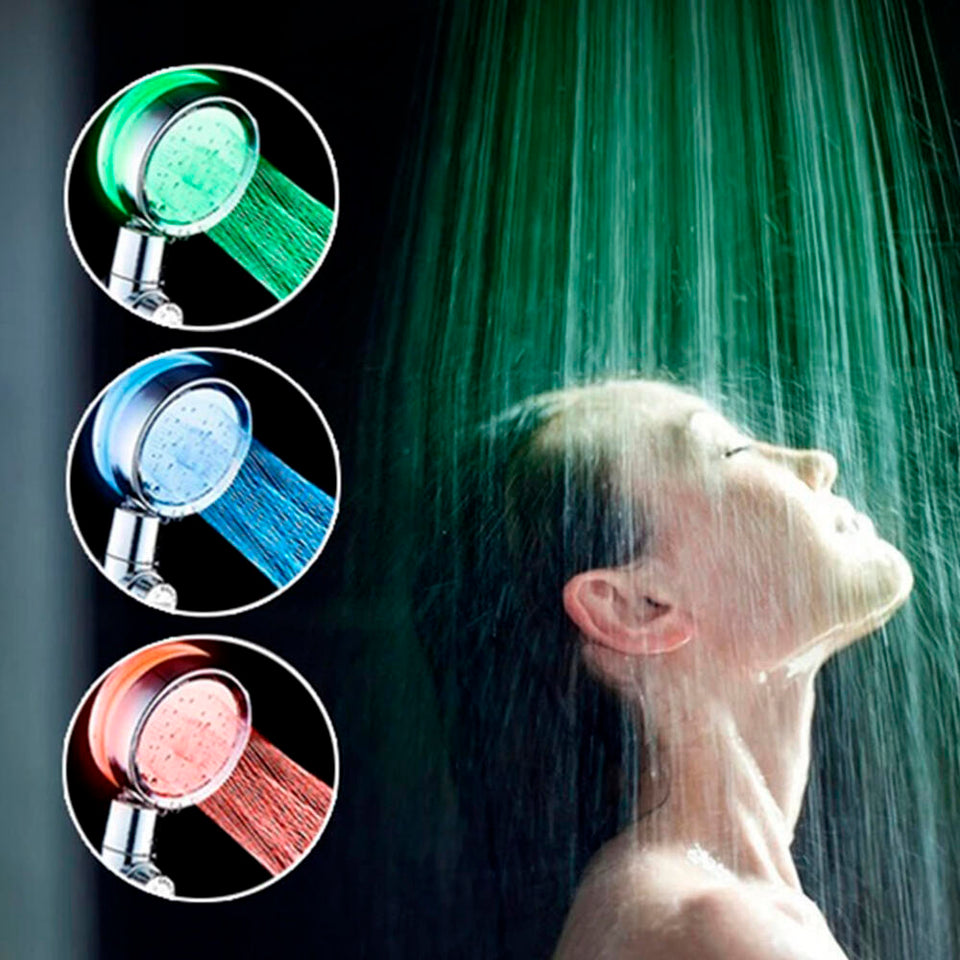 Pack Cabezal de Ducha Con Luz Led & Set Cepillo Peine Desenredador Pelo